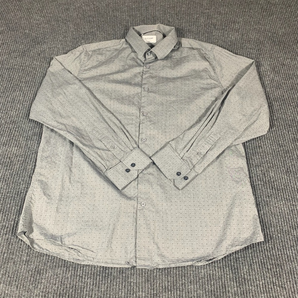 Duchamp Shirt Mens 2XL 18 Gray AOP Tailored Fit Button Up Formal Wedding Career‎
